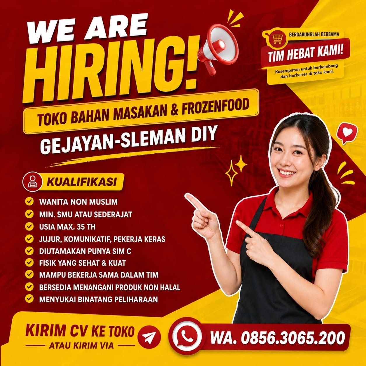 Poster lowongan Toko Bahan Masakan & Frozenfood