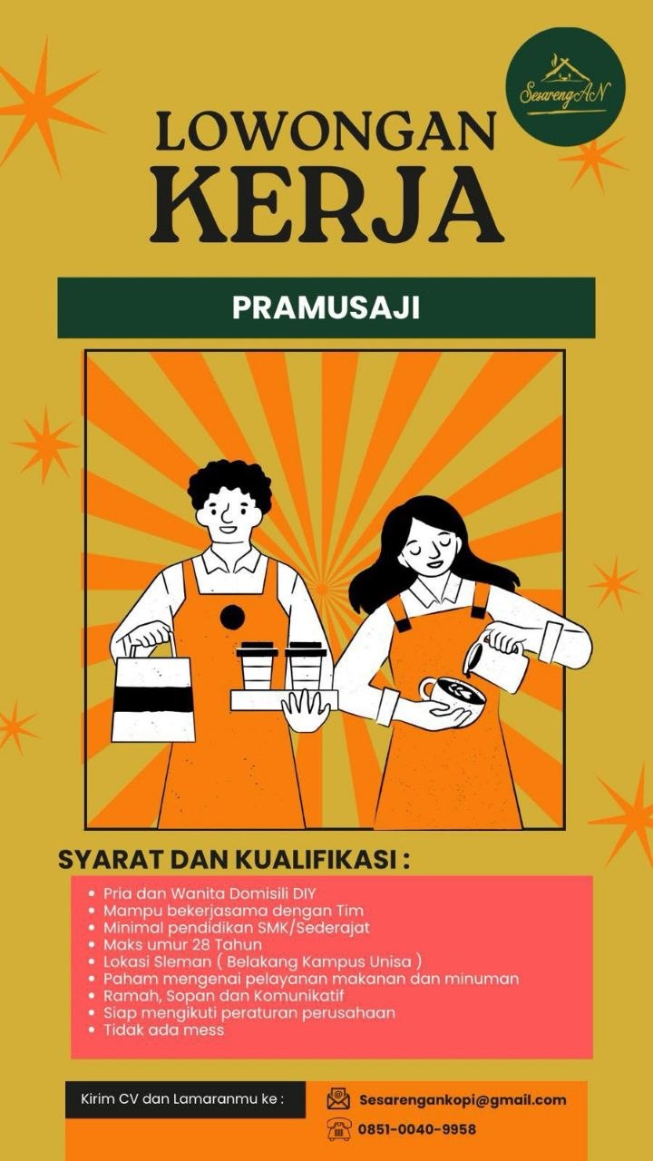 Poster lowongan SearengAn Kopi