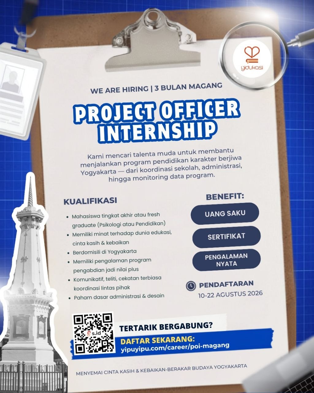 Poster lowongan Yayasan Yipuyipu