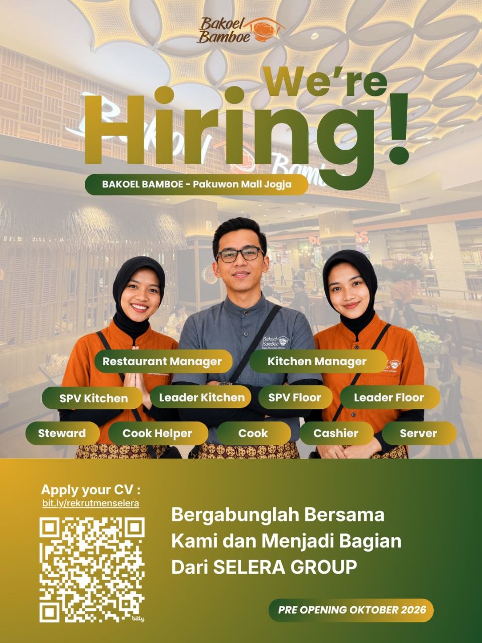 Poster lowongan Bakoel Bamboe