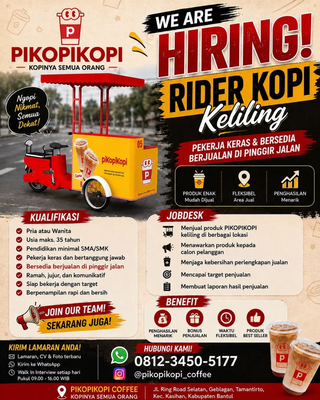 Poster lowongan PIKOPIKOPI COFFEE