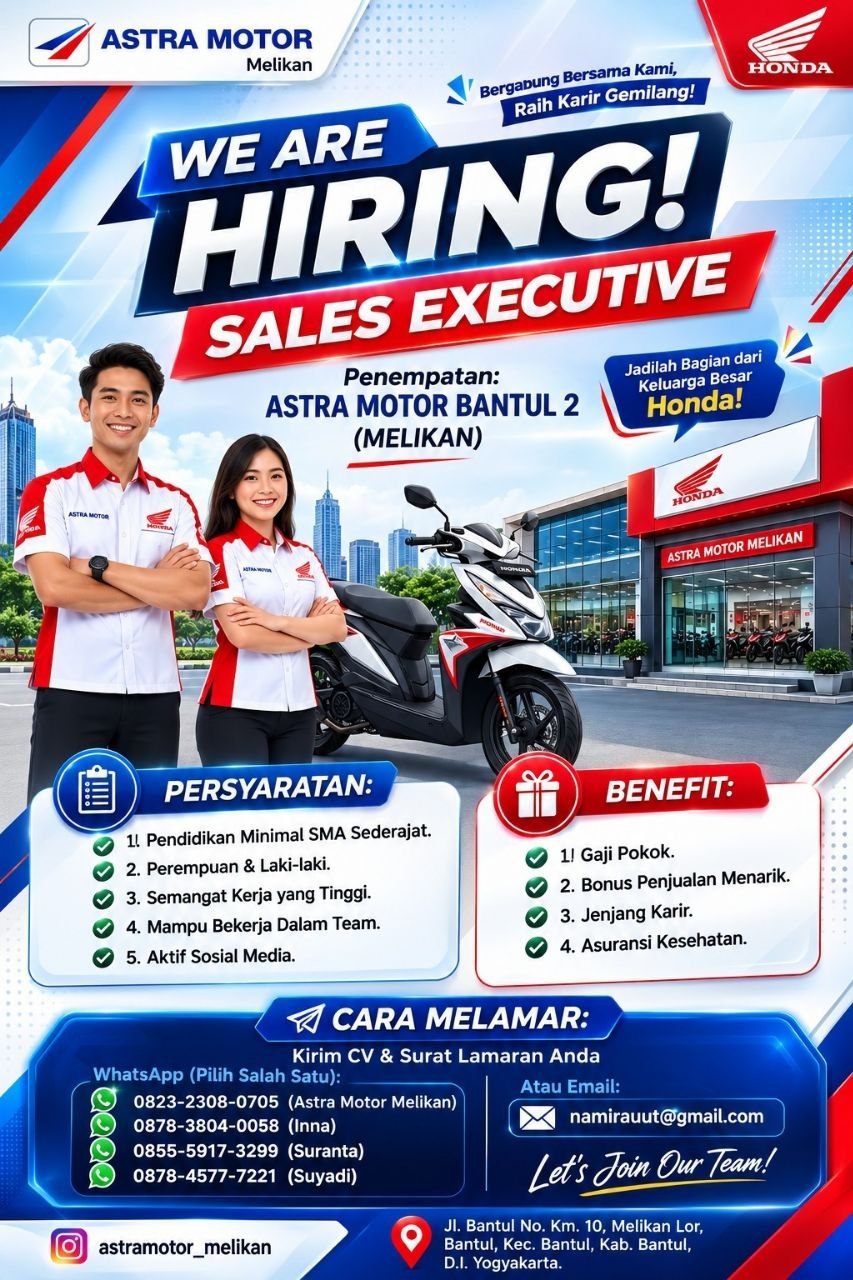Poster lowongan Astra Motor Melikan