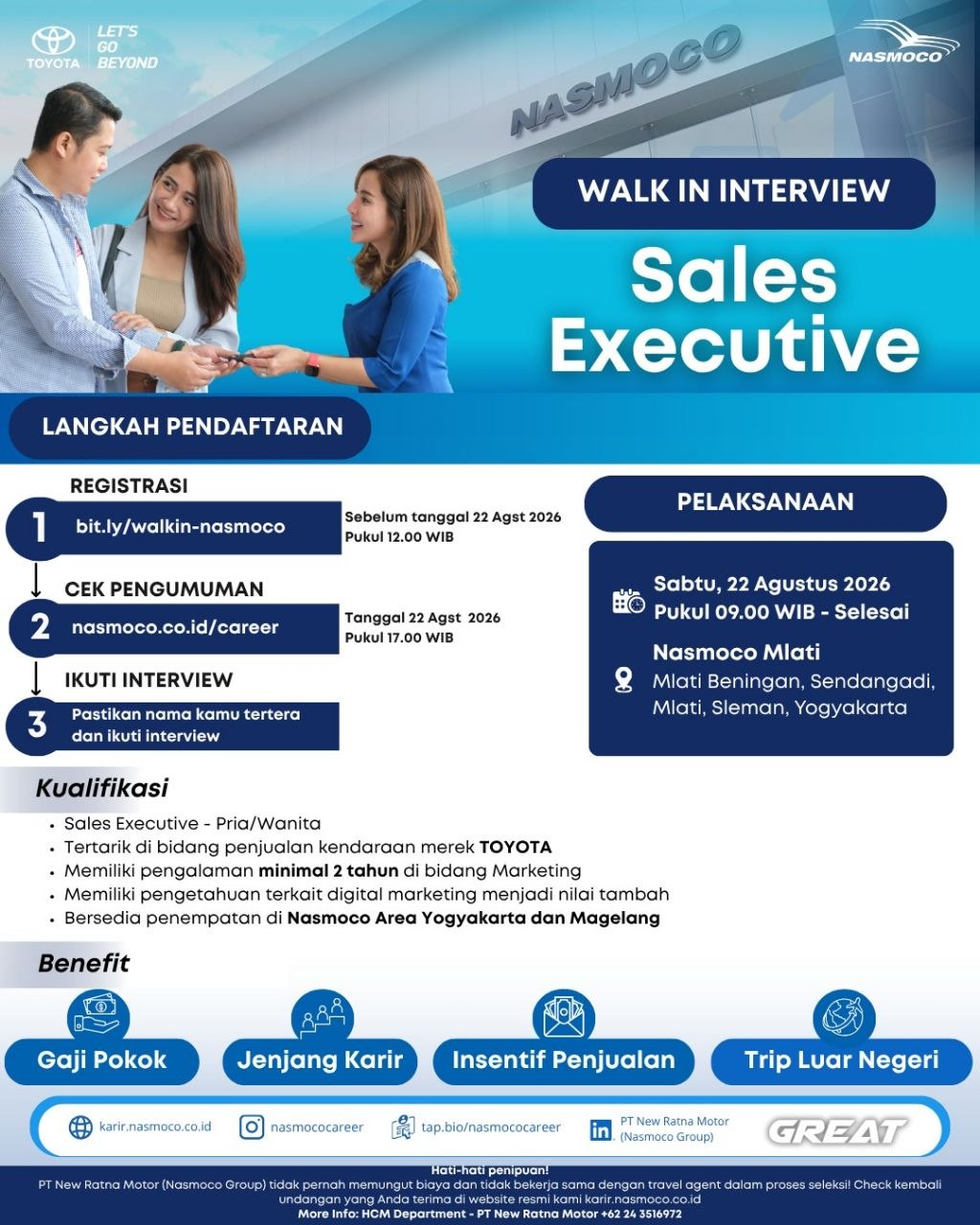 Poster lowongan PT New Ratna Motor (Nasmoco Group)