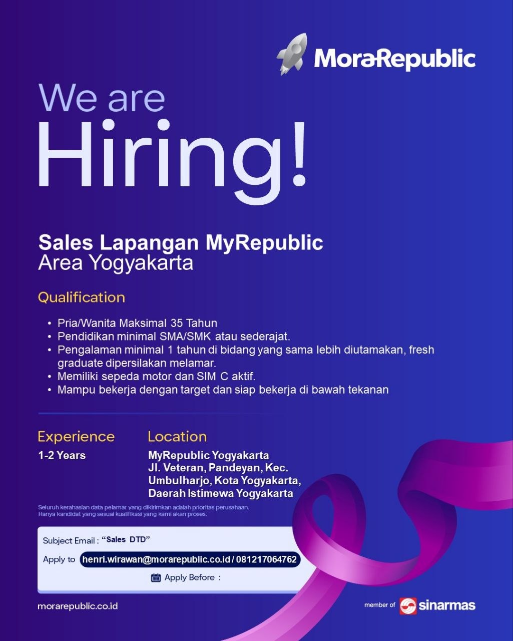 Poster lowongan MoraRepublic