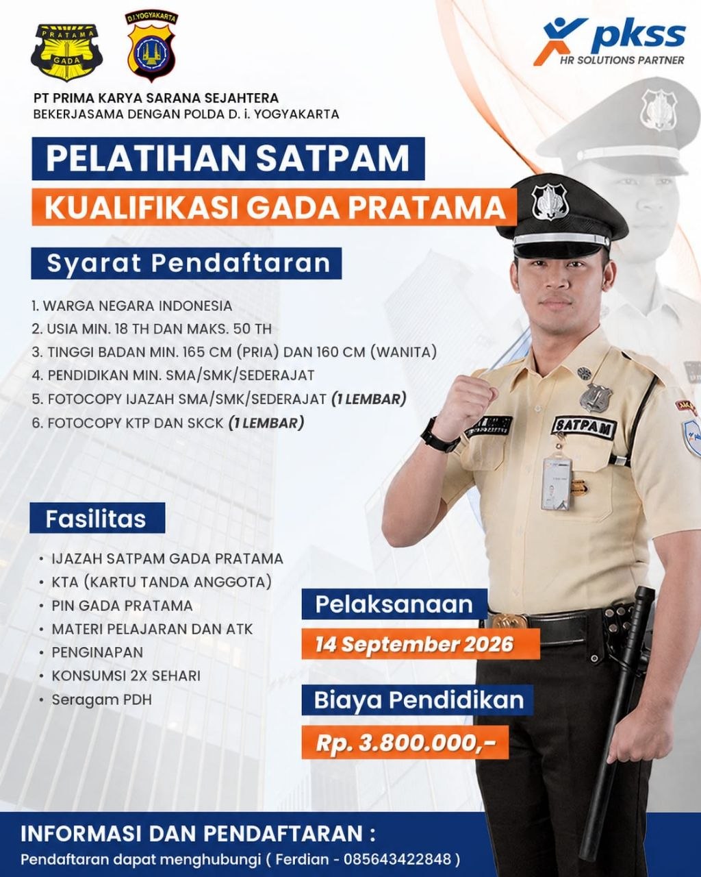 Poster lowongan PT Prima Karya Sarana Sejahtera