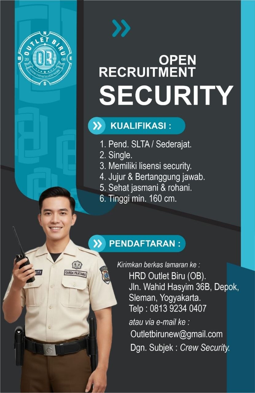 Poster lowongan Outlet Biru