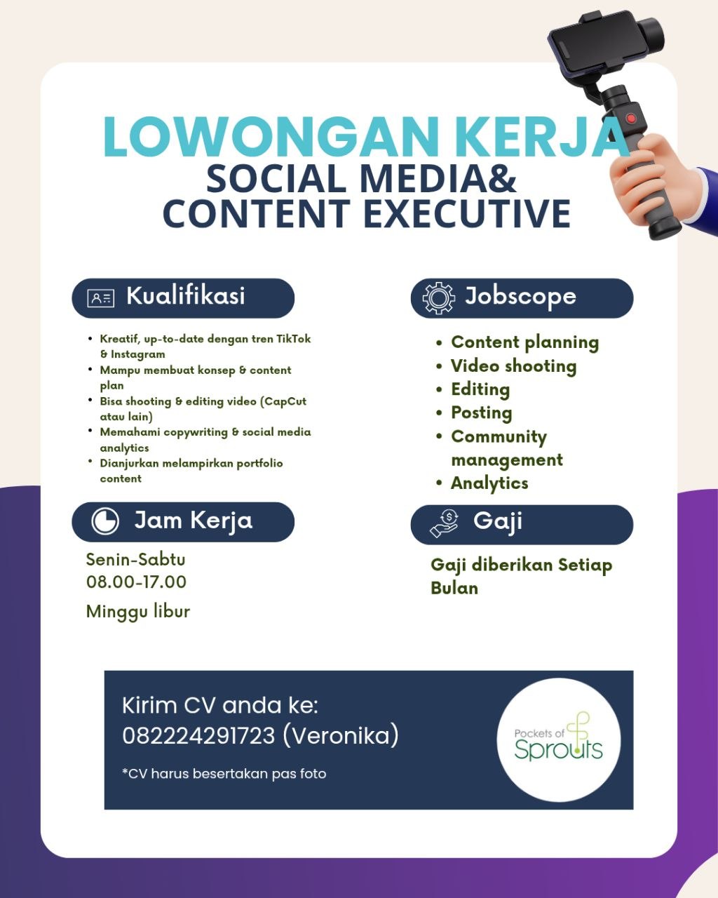 Poster lowongan Pockets of Sprouts