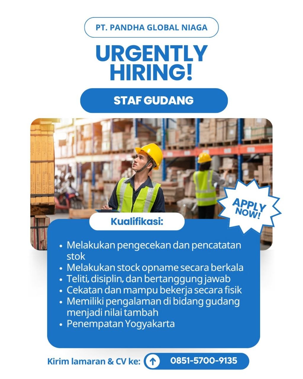 Poster lowongan PT. Pandha Global Niaga