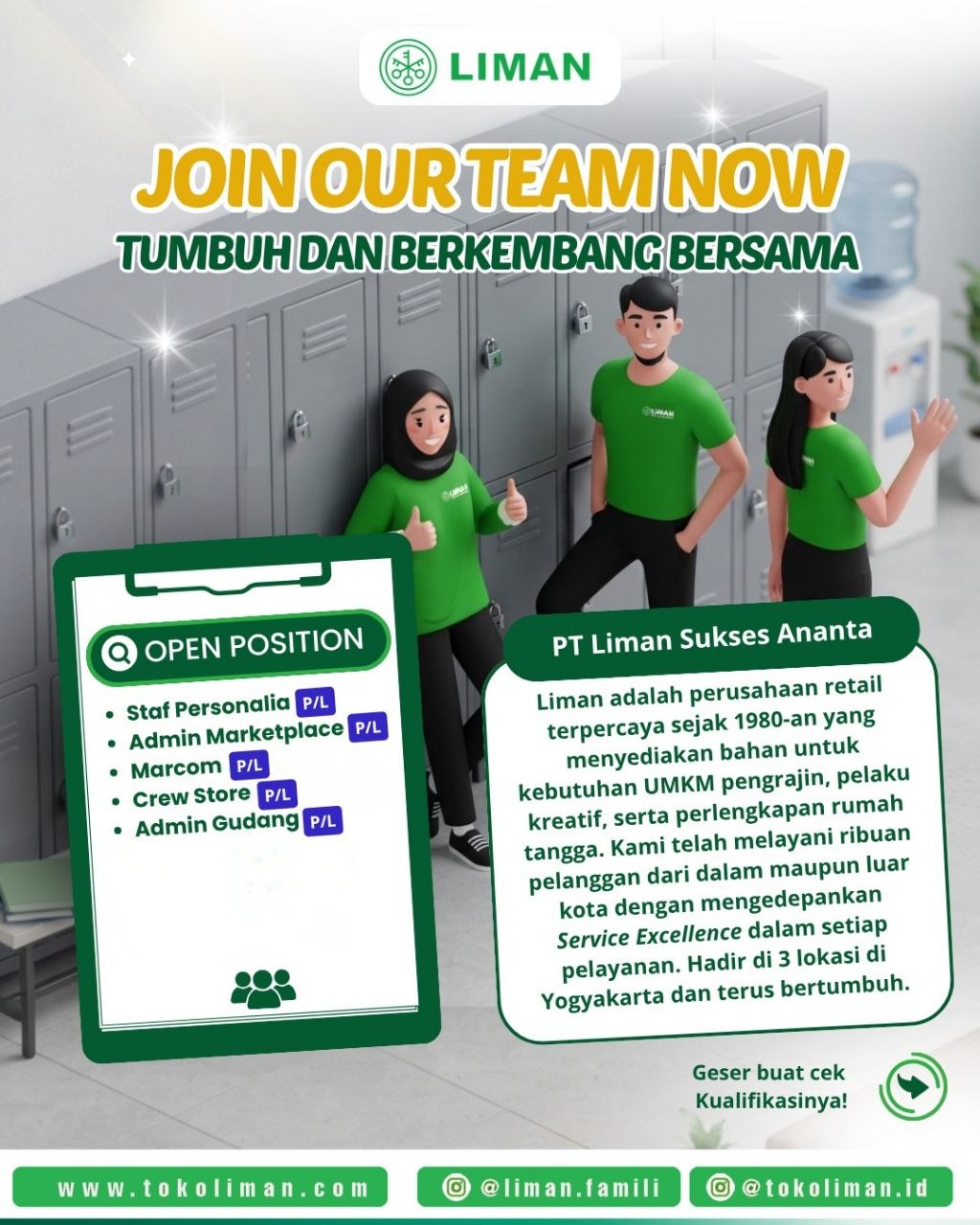 Poster lowongan PT Liman Sukses Ananta