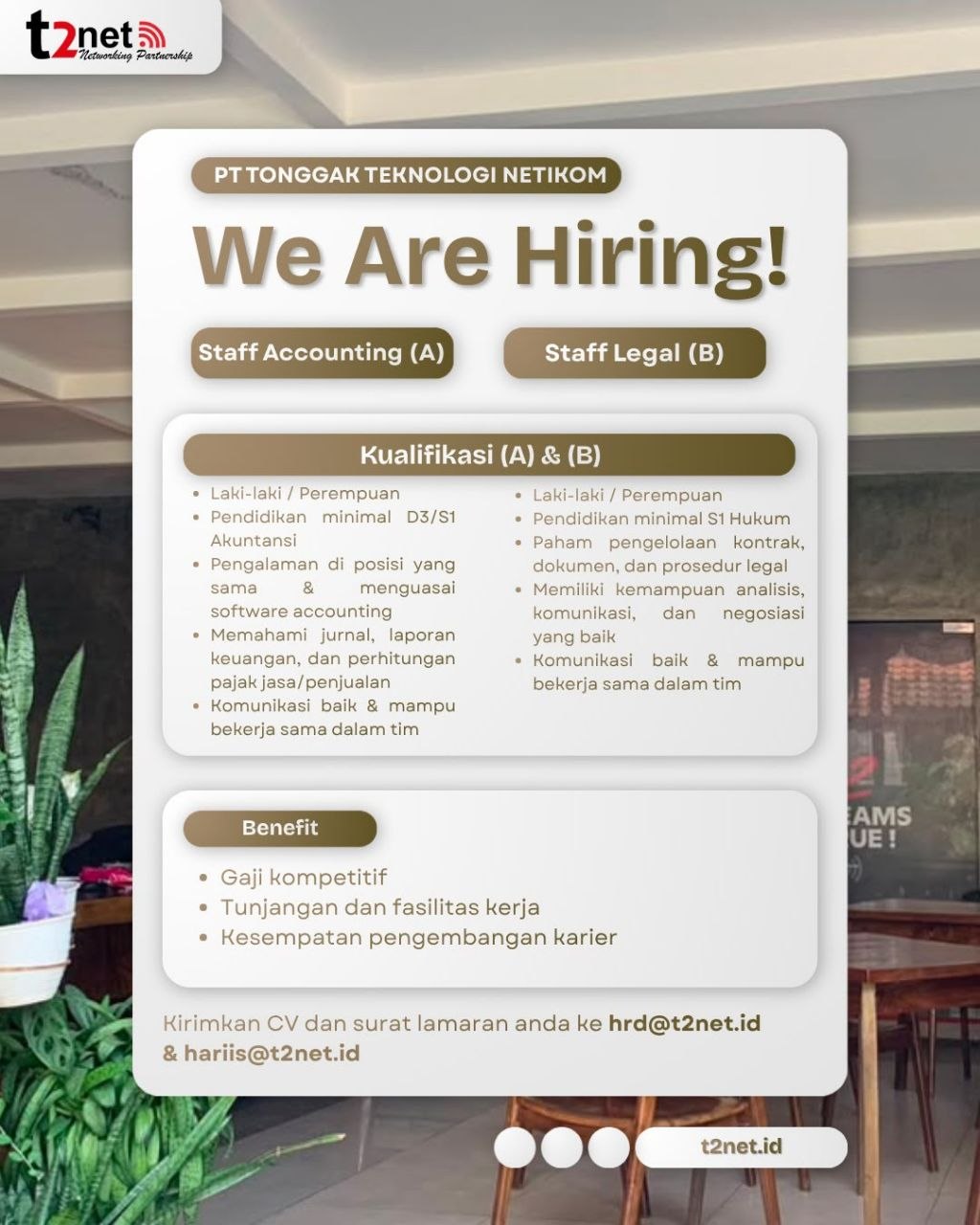 Poster lowongan PT Tonggak Teknologi Netikom