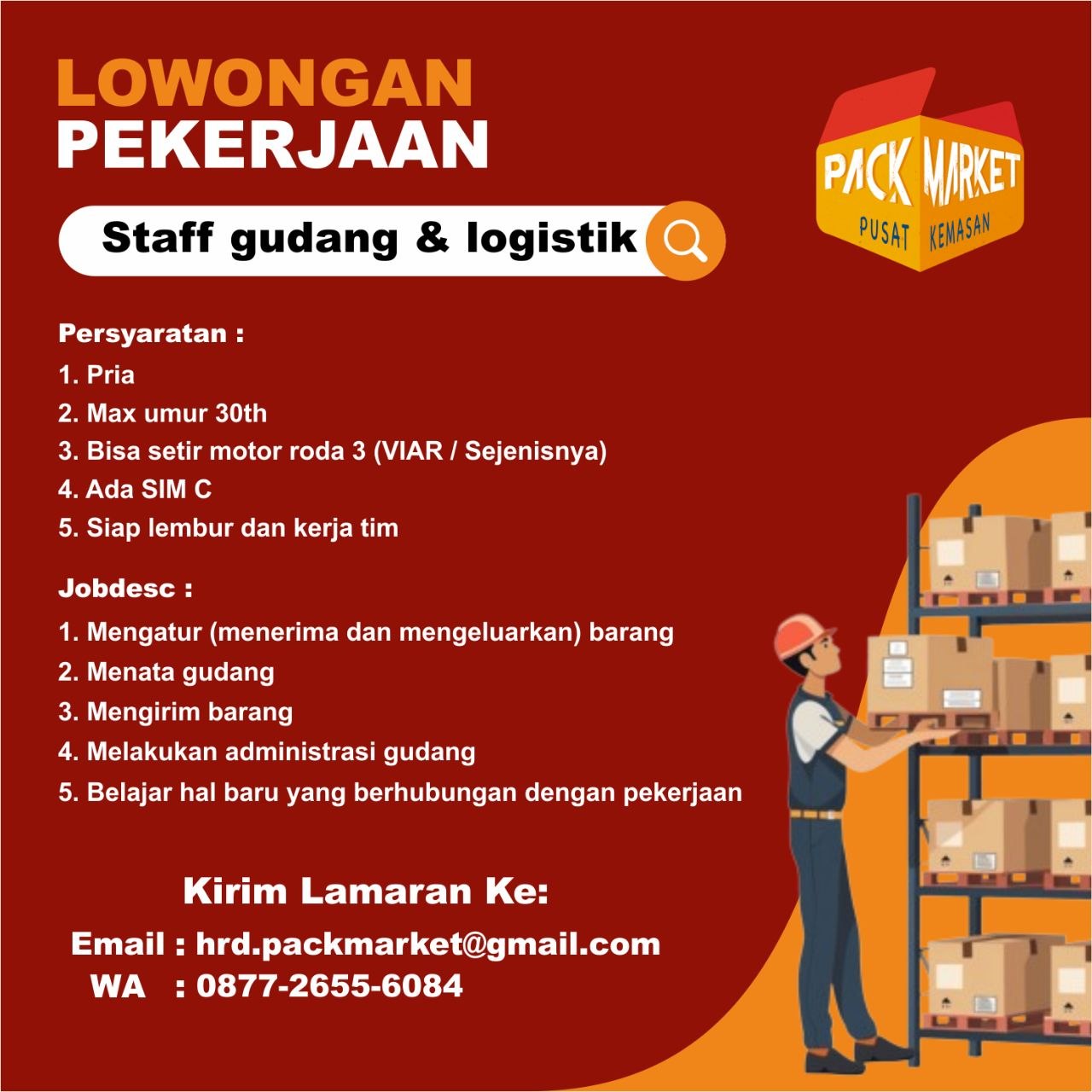 Poster lowongan Pack Market
