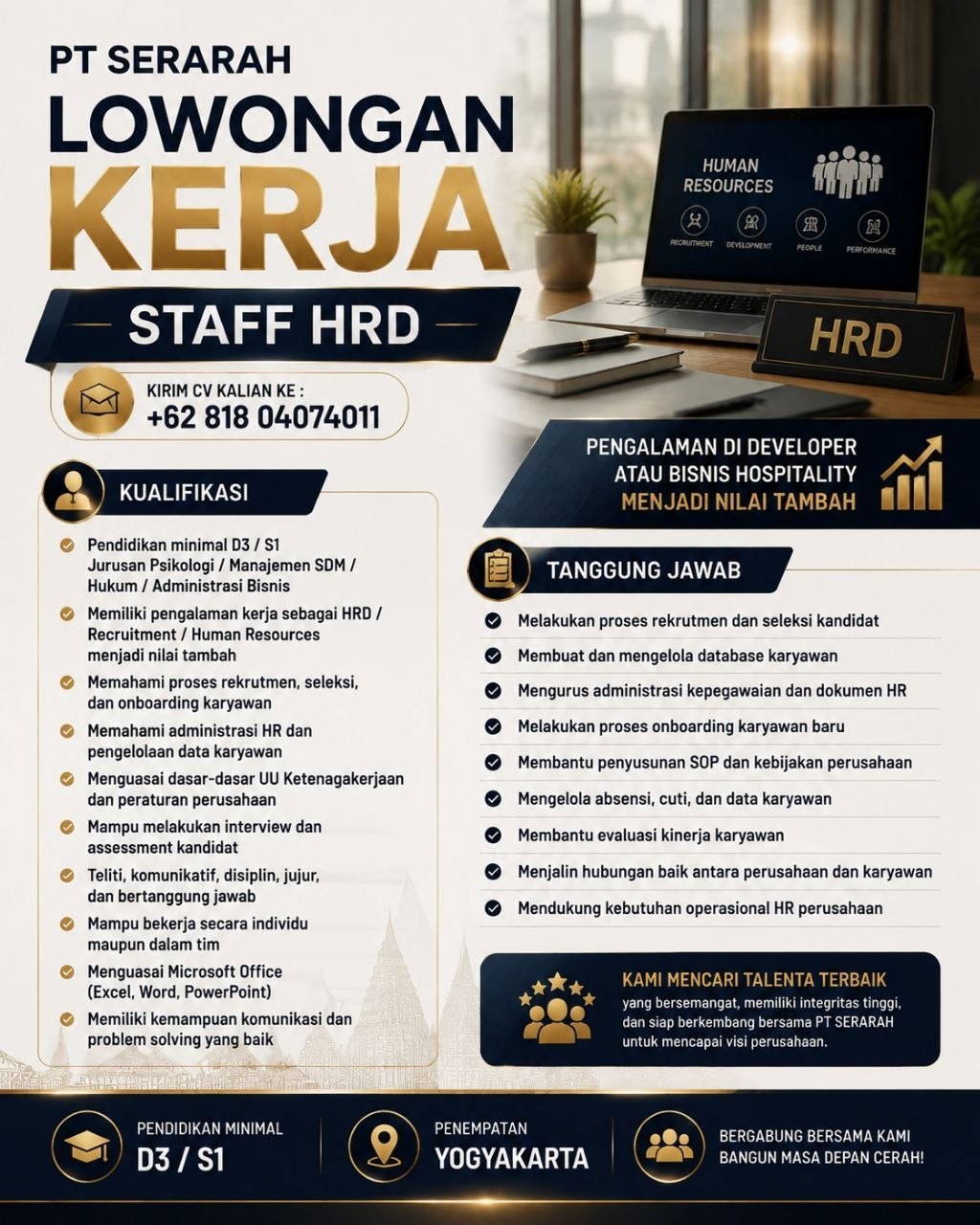 Poster lowongan BGI (Bangor Group Indonesia)