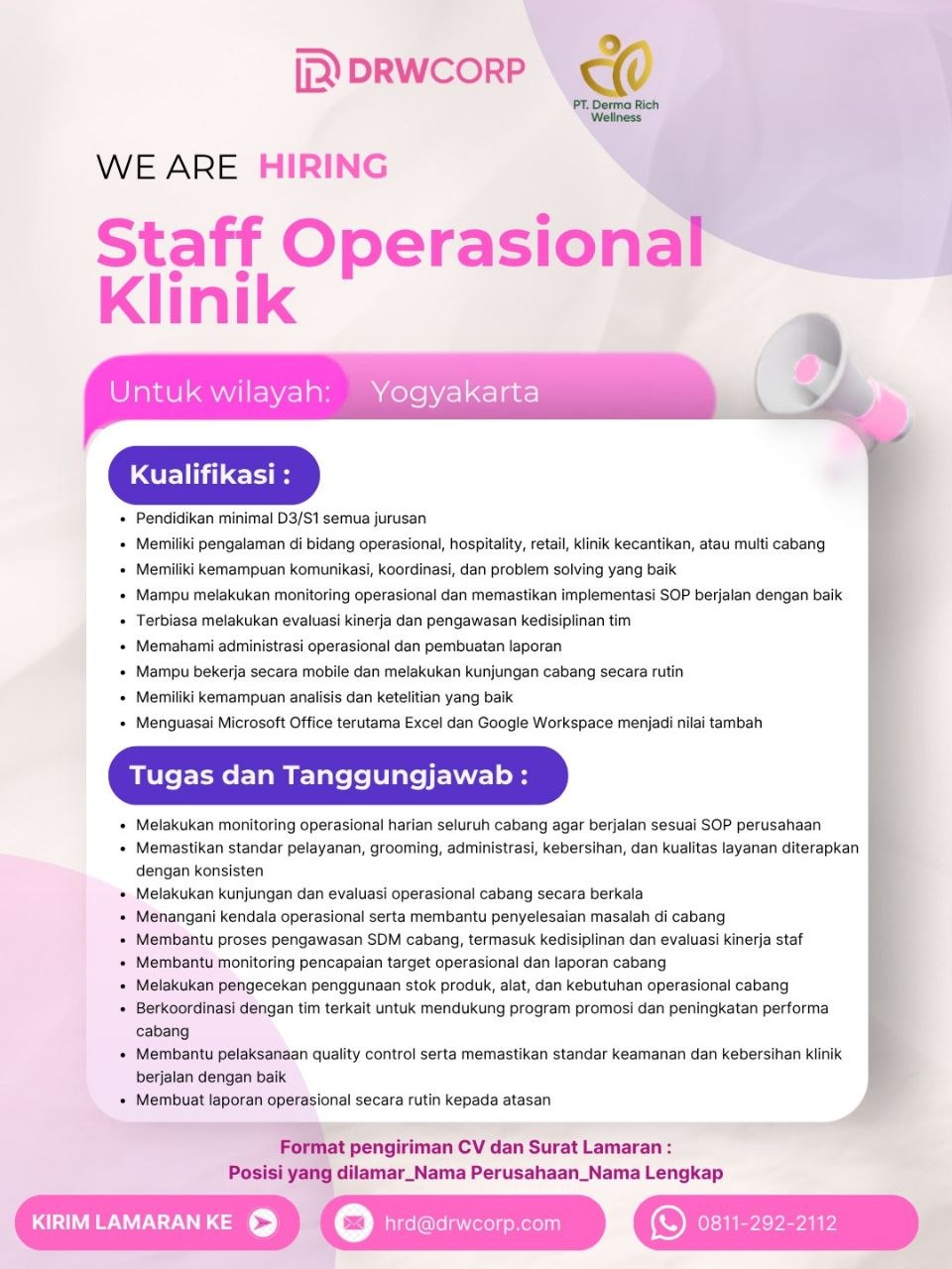 Poster lowongan DRWCORP