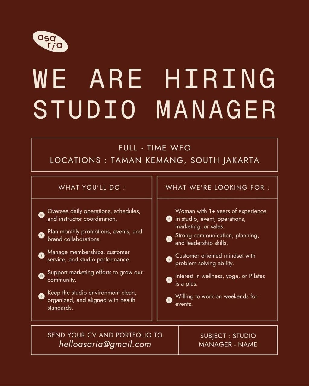 Poster lowongan Asaria