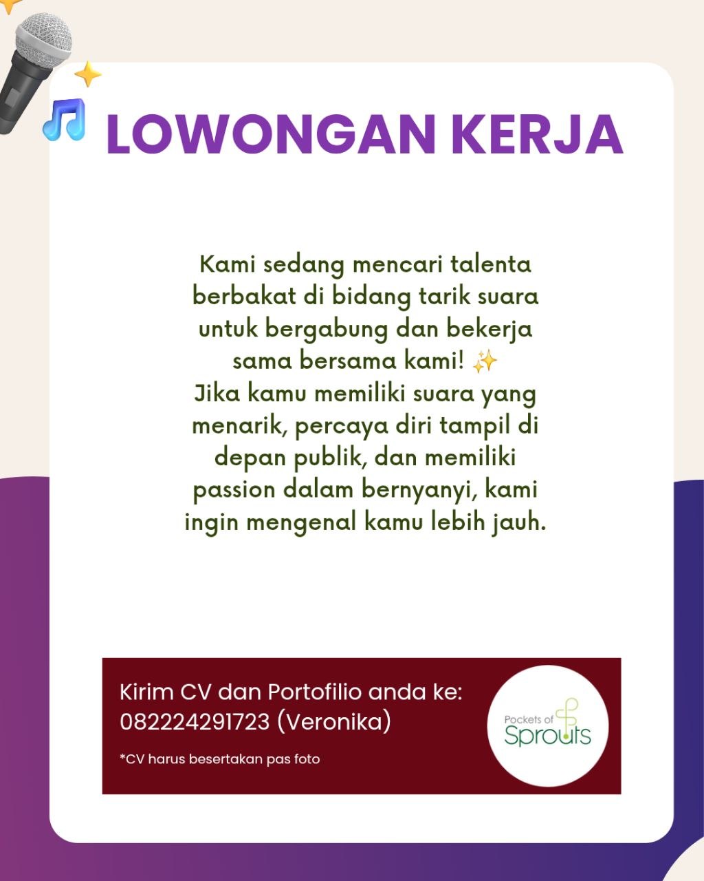 Poster lowongan Pockets of Sprouts