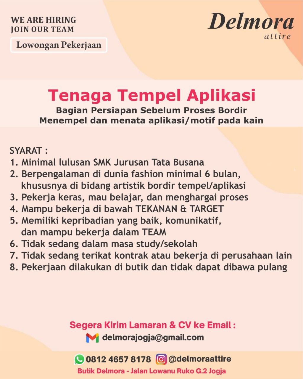 Poster lowongan Delmora attire