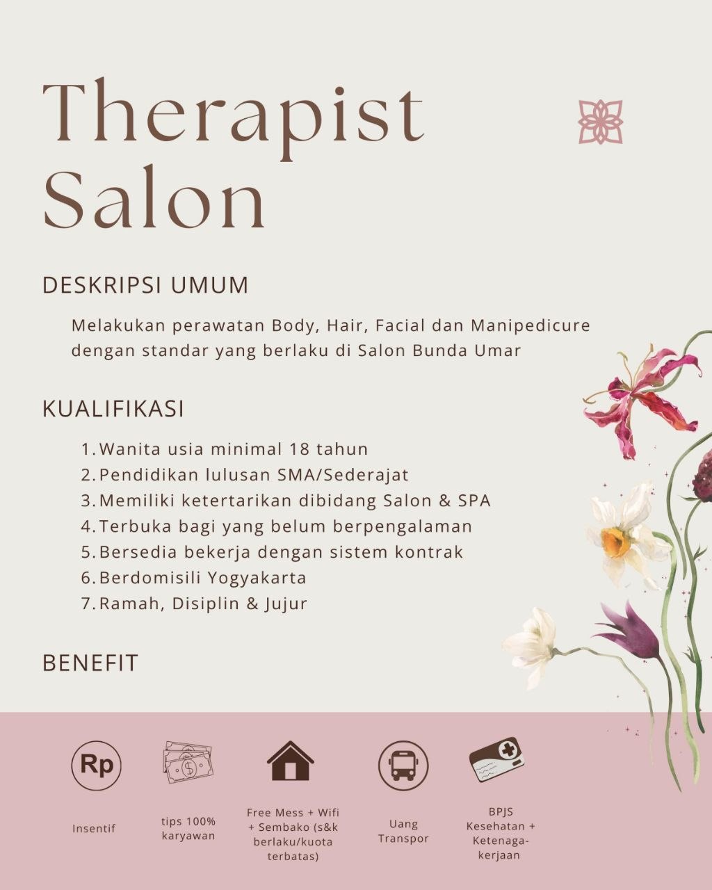 Poster lowongan Salon Bunda Umar