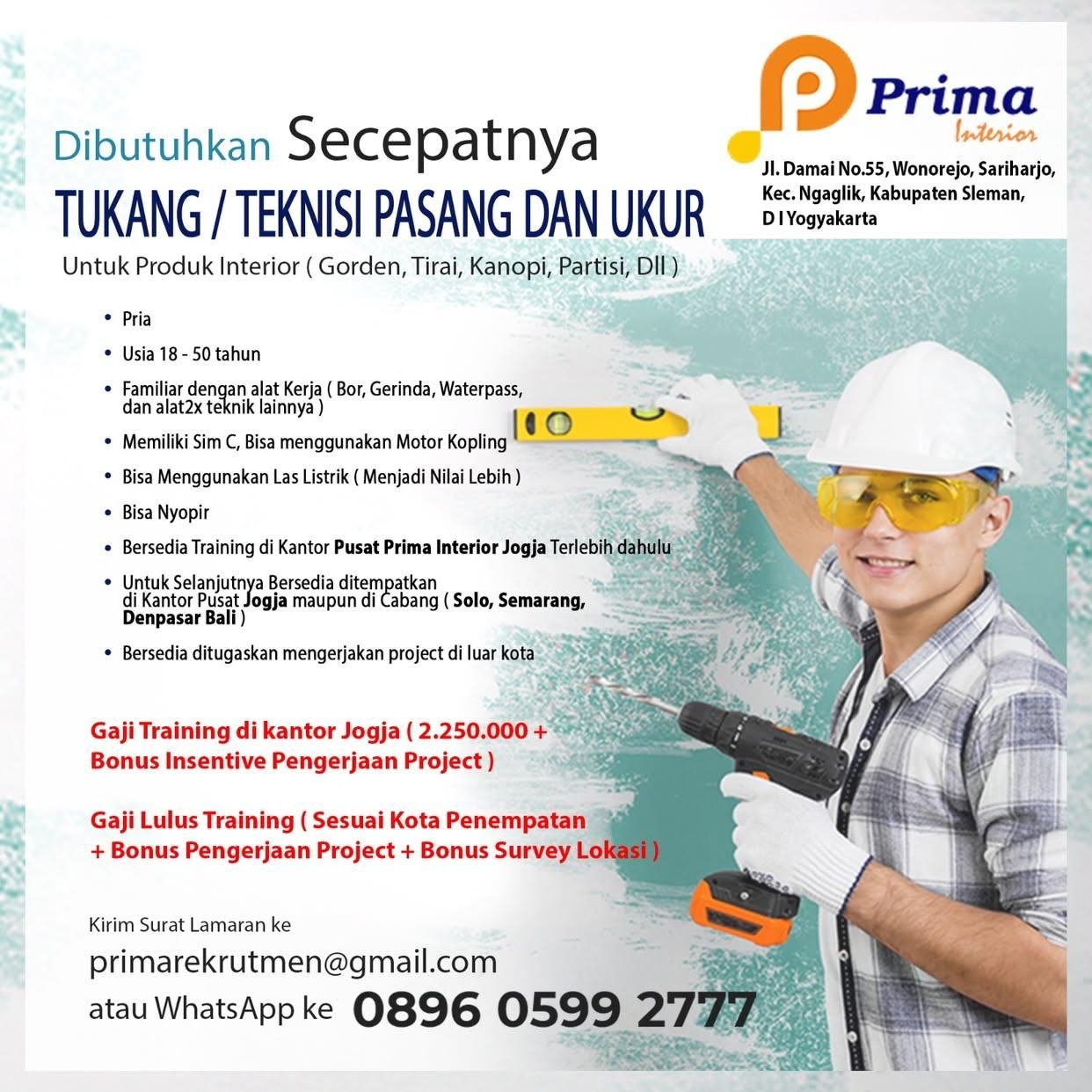 Poster lowongan Prima Interior