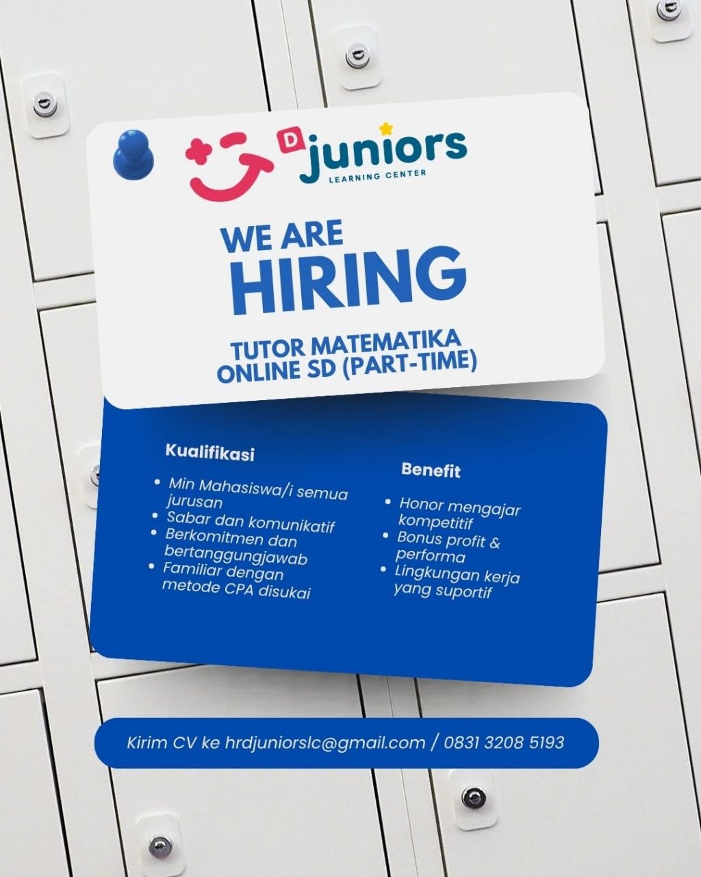 Poster lowongan Juniors Learning Center