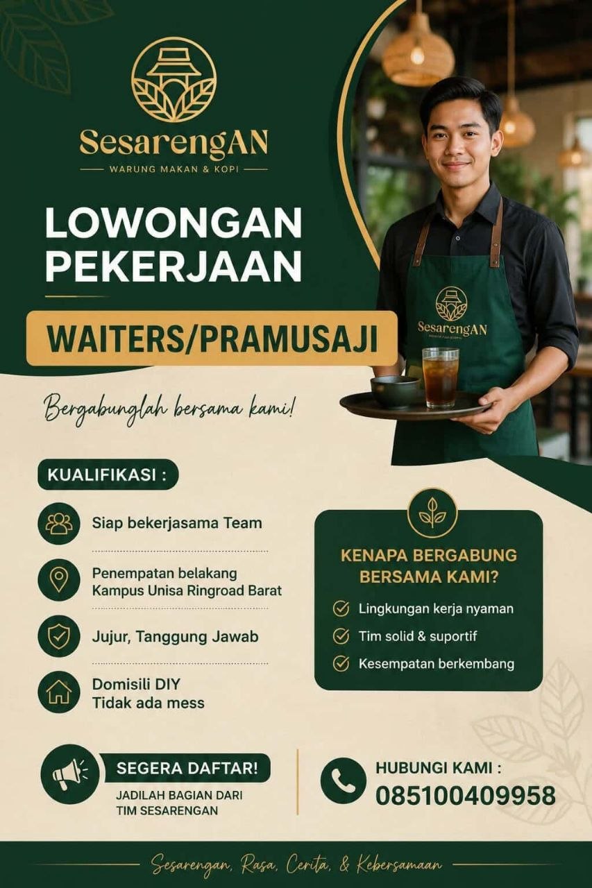 Poster lowongan Sesarengan Warung Makan & Kopi