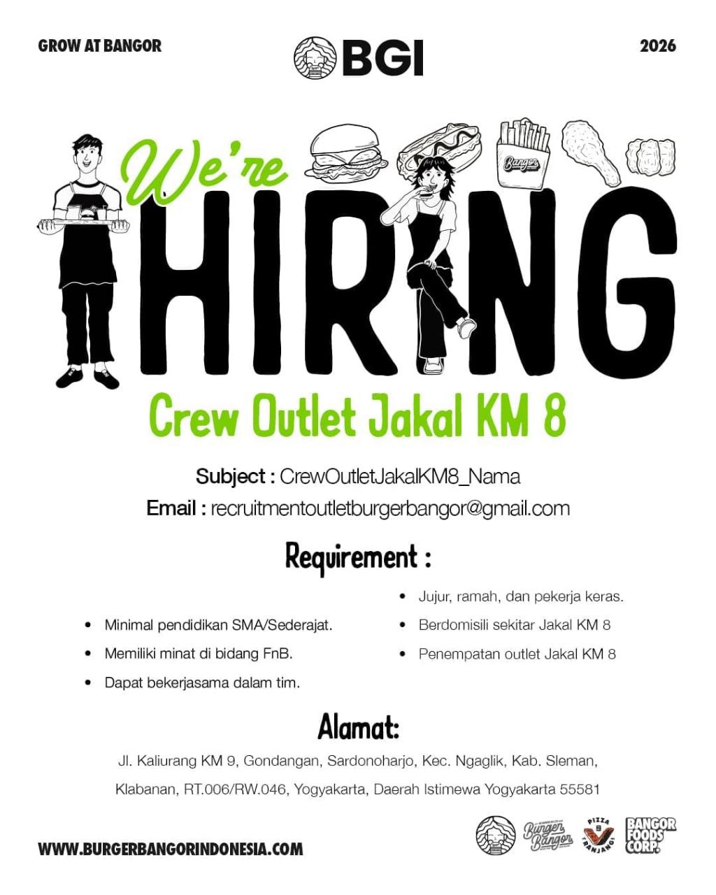 Poster lowongan Crew Outlet Jakal KM 8