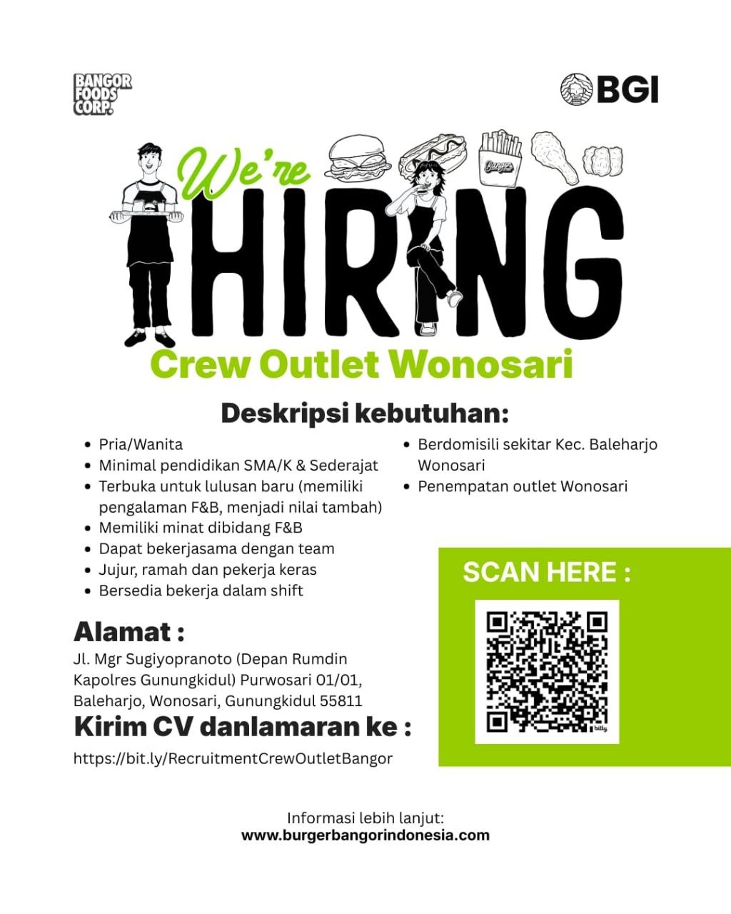 Poster lowongan Crew Outlet Wonosari