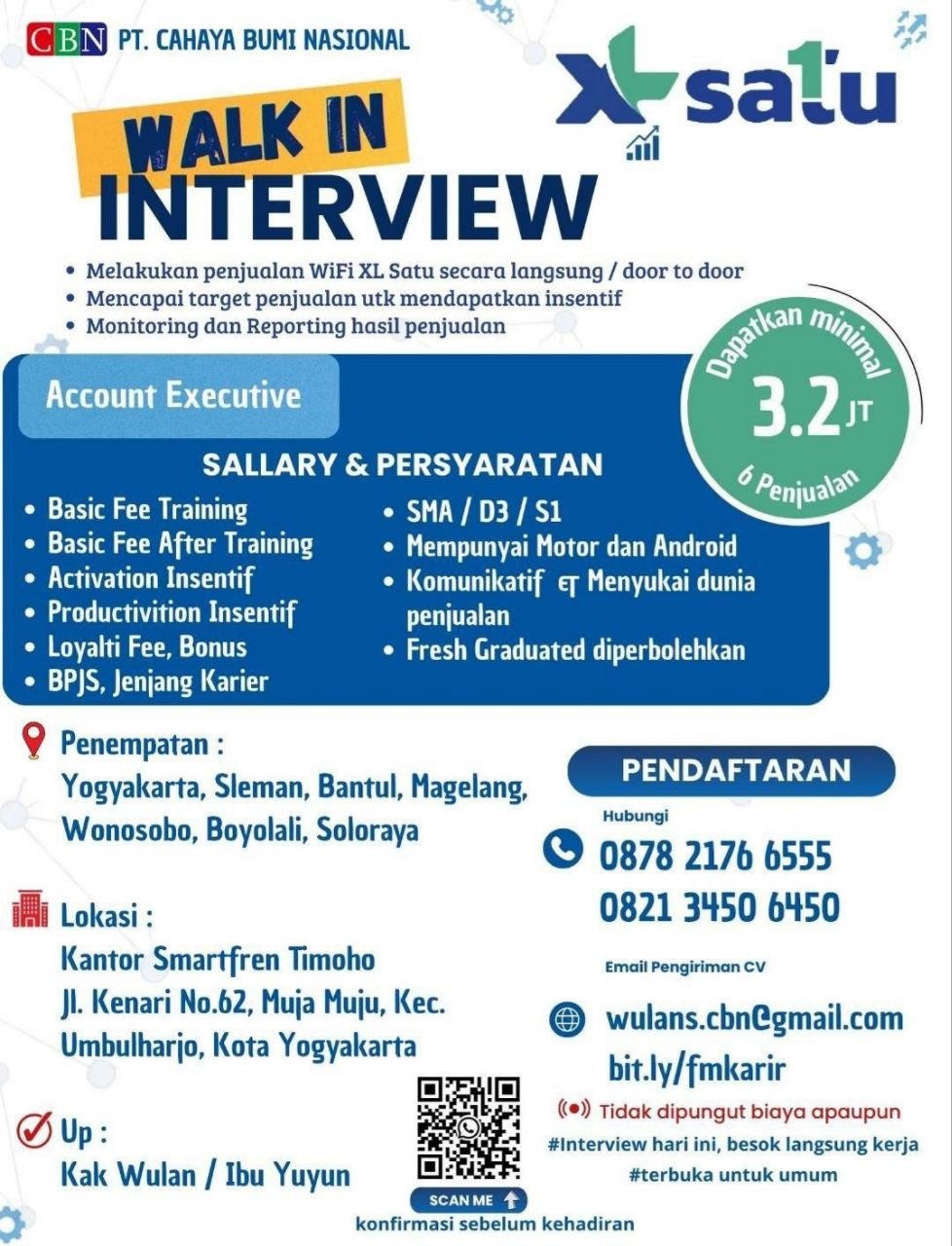 Poster lowongan PT. Cahaya Bumi Nasional