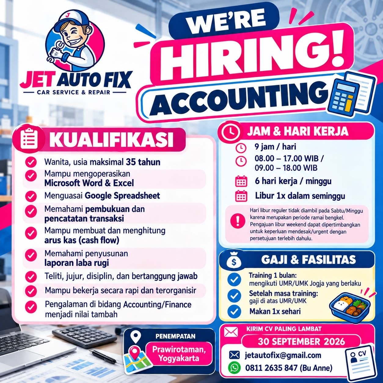 Poster lowongan JET AUTO FIX