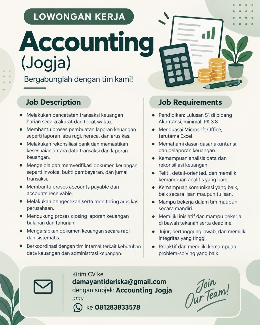 Poster lowongan LOKER JOGJA