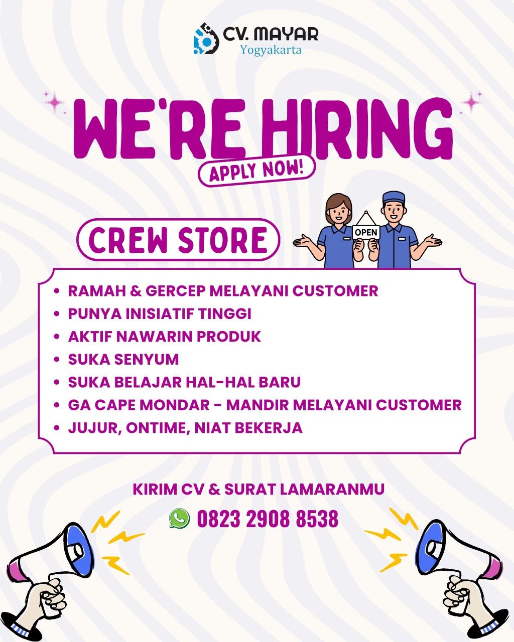 Poster lowongan CV. Mayar