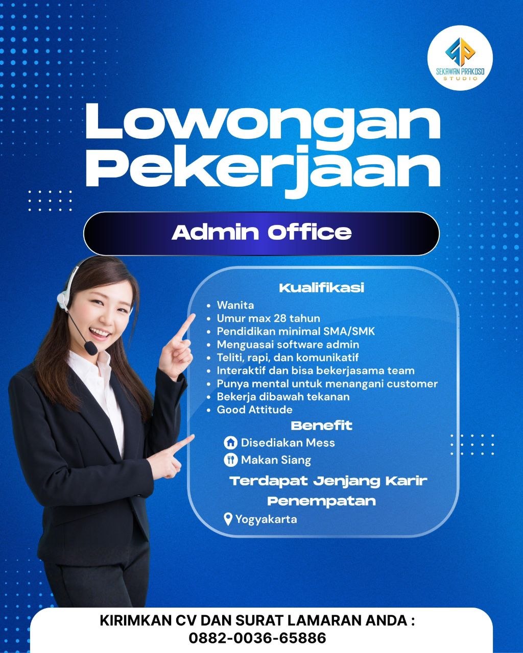 Poster lowongan Sekawan Prakoso Studio
