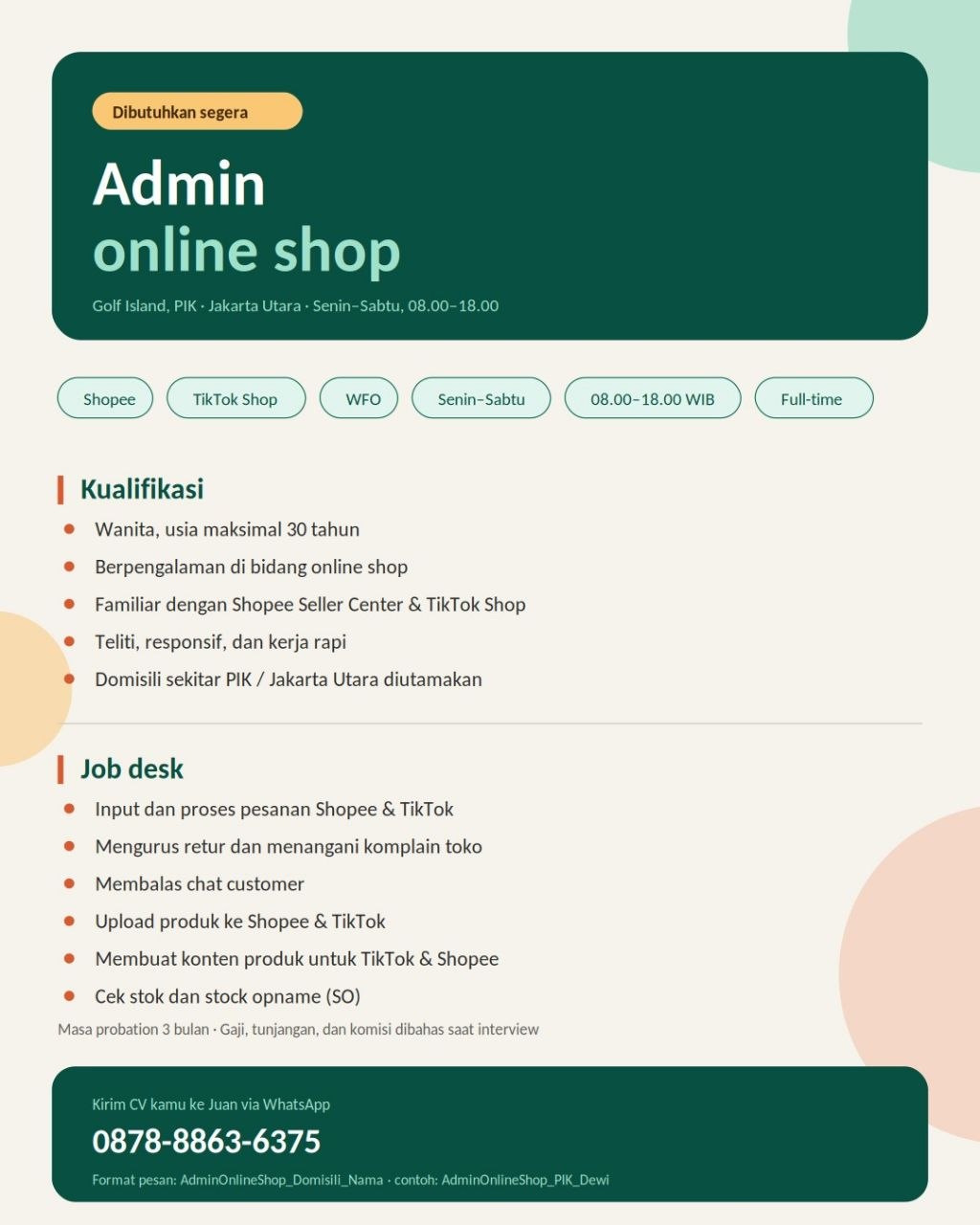 Poster lowongan Lowker Jakarta Update