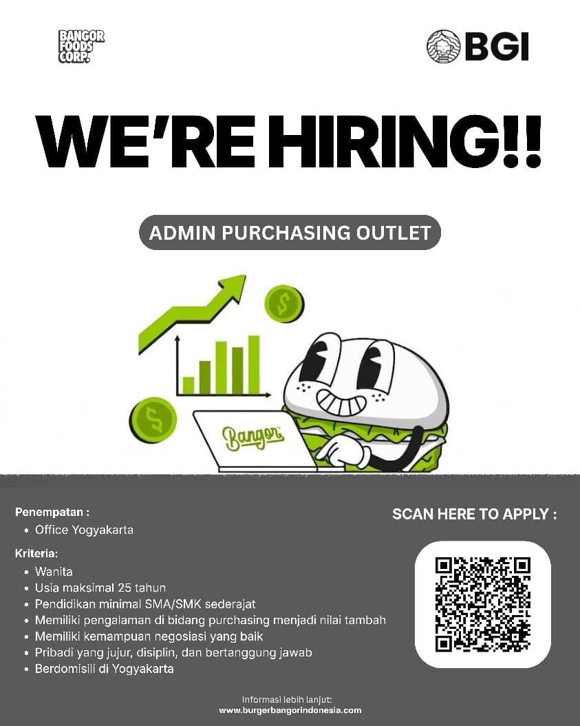 Poster lowongan Bangor Foods Corp.