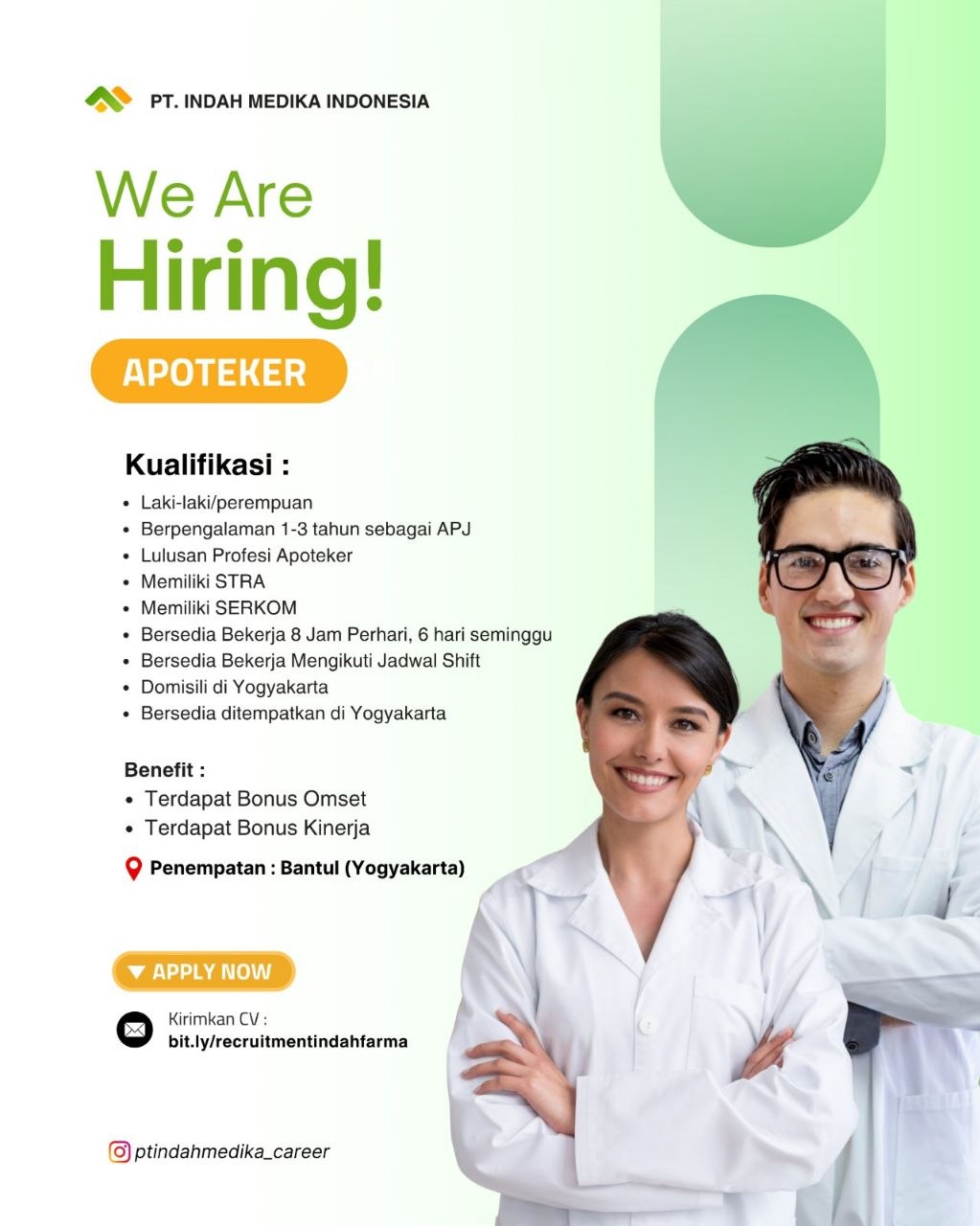 Poster lowongan PT. Indah Medika Indonesia