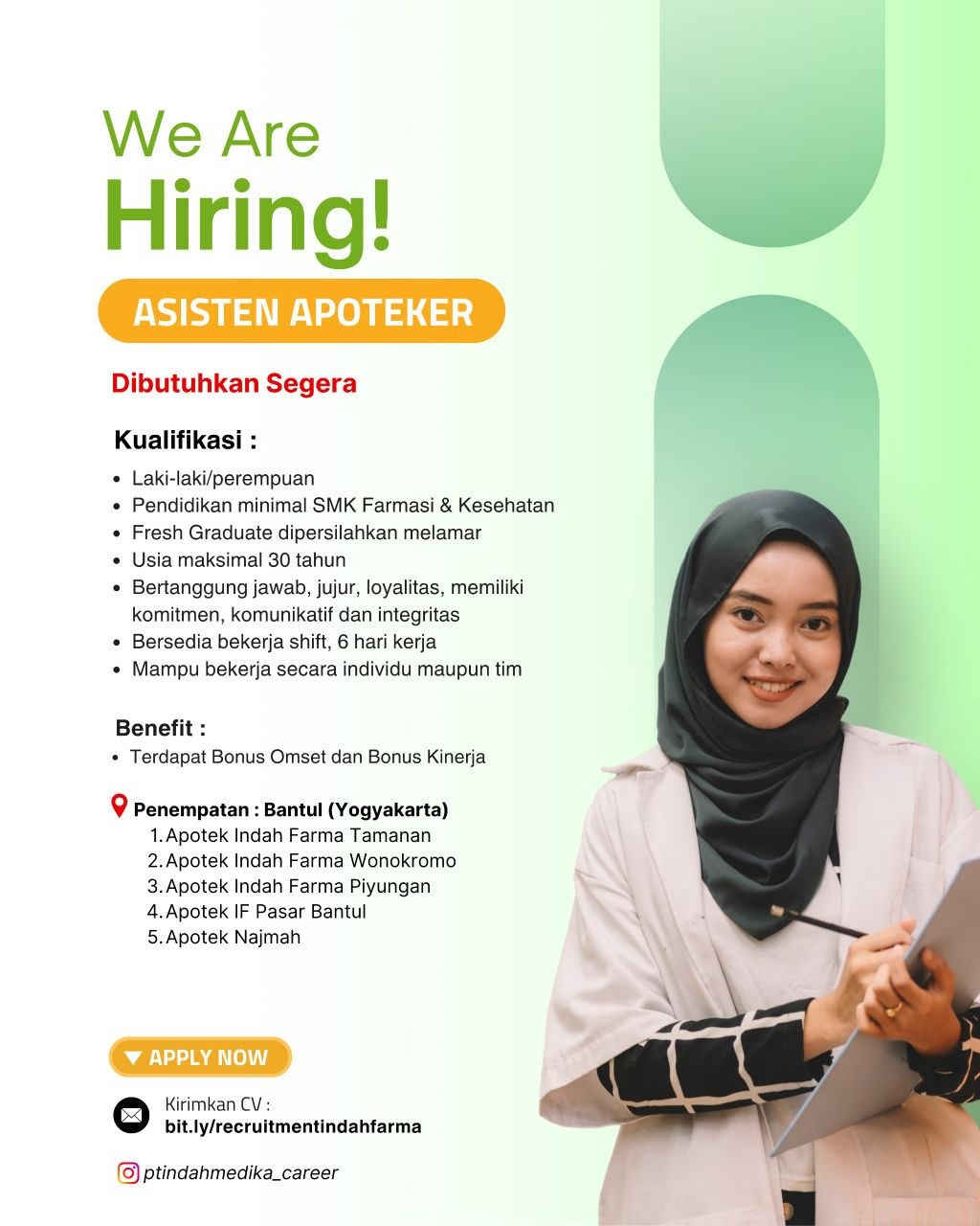 Poster lowongan PT. Indah Medika Indonesia