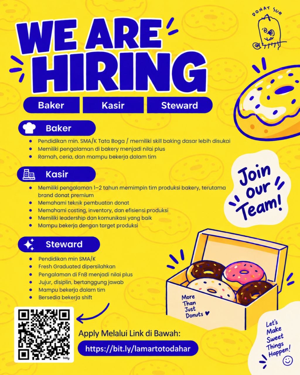 Poster lowongan Donat Sur