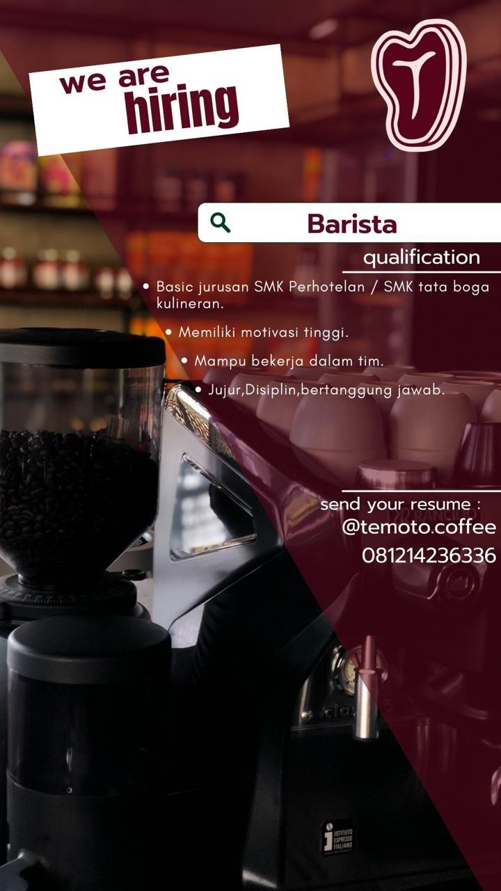 Poster lowongan Temoto Coffee