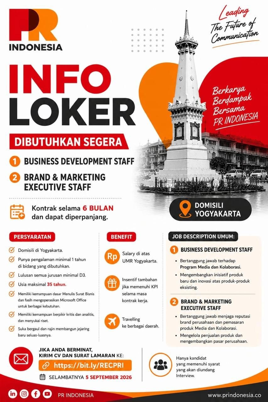 Poster lowongan PR INDONESIA