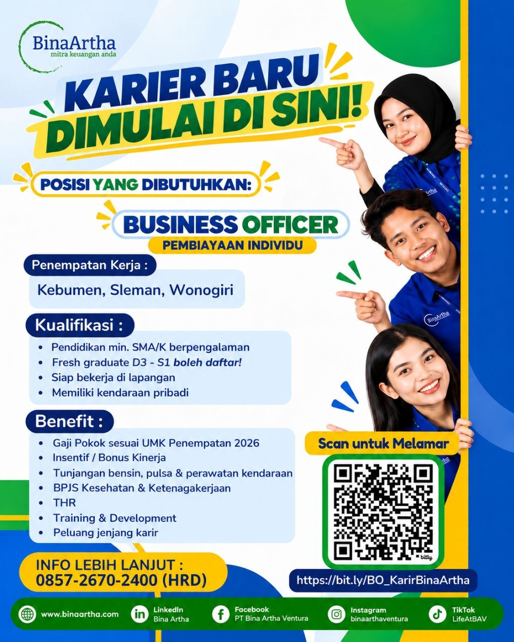 Poster lowongan Bina Artha