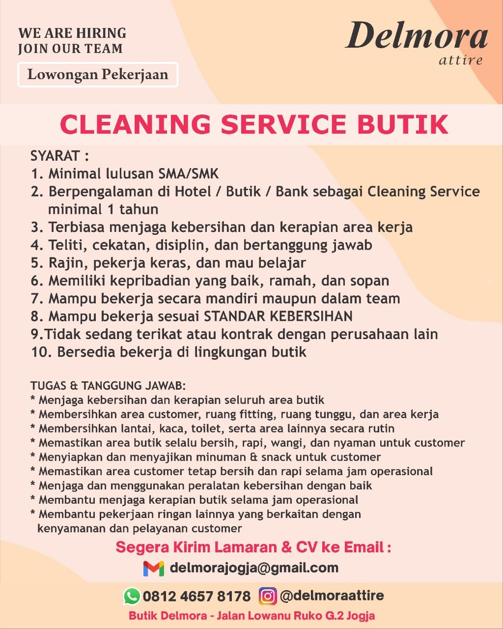 Poster lowongan Delmora attire