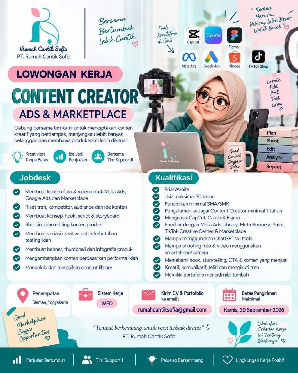 Poster lowongan PT. Rumah Cantik Sofia
