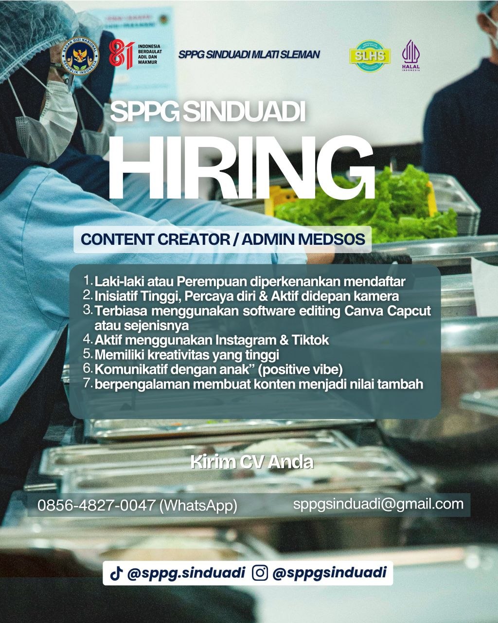 Poster lowongan SPPG SINDUADI