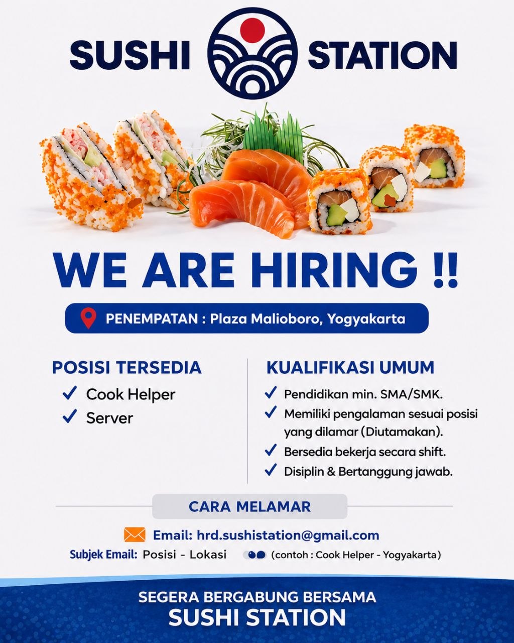 Poster lowongan Sushi Station