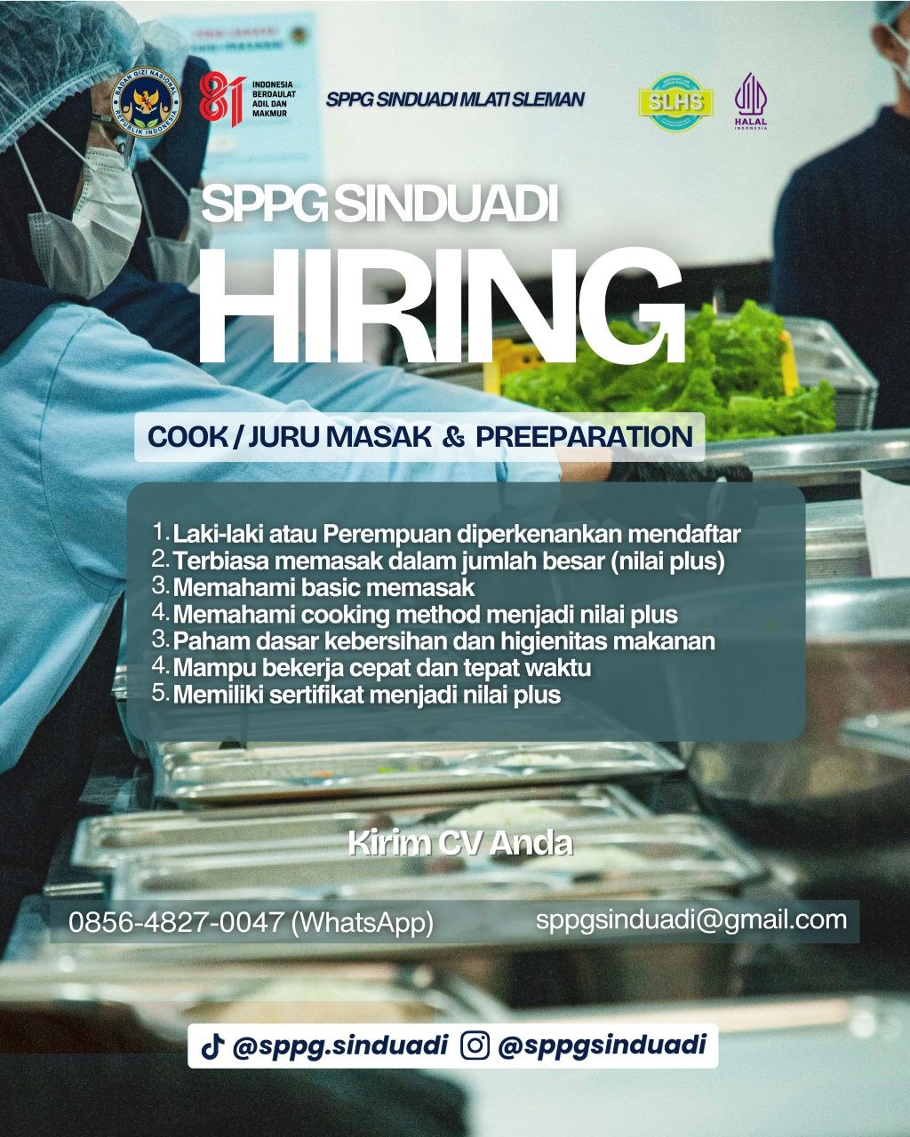 Poster lowongan SPPG SINDUADI