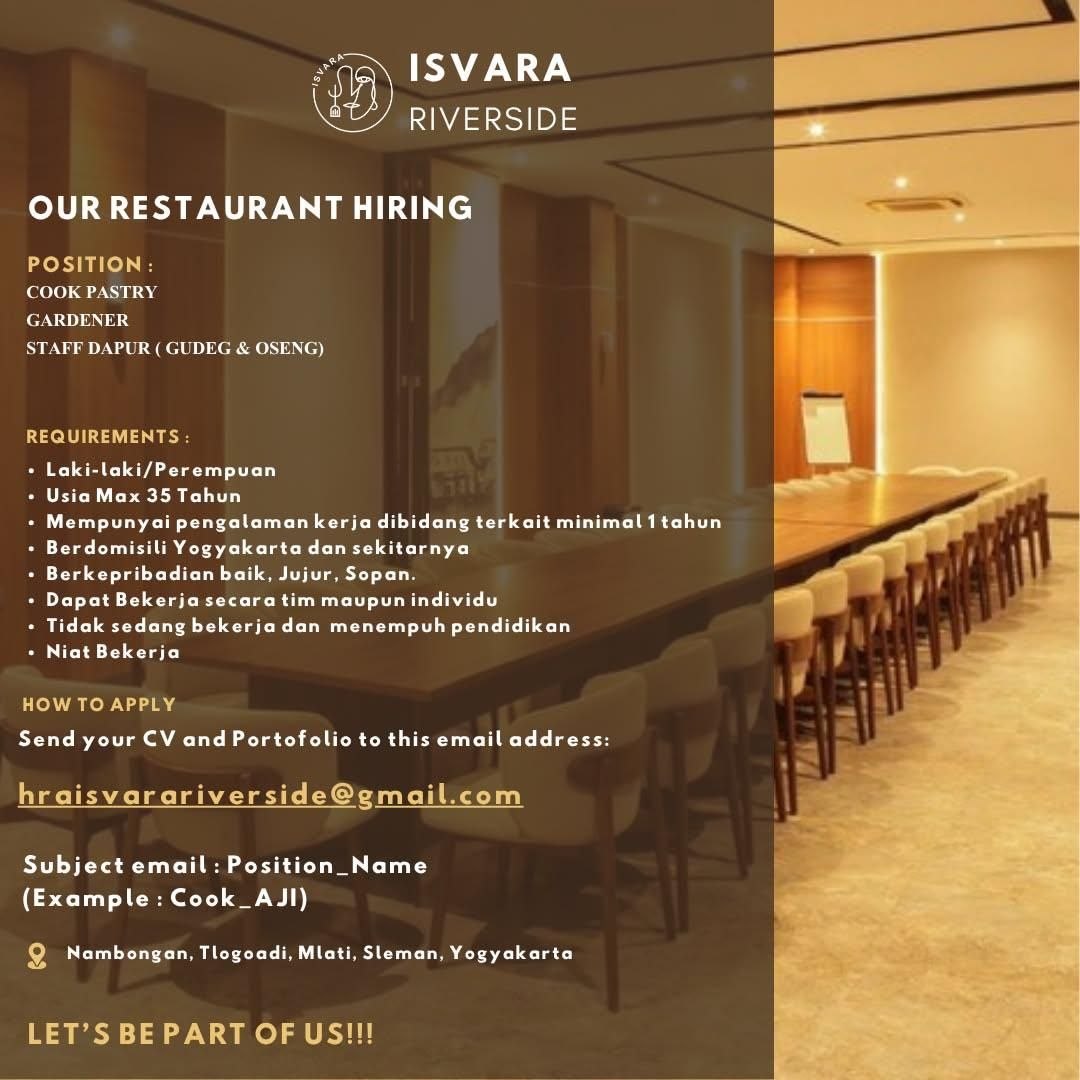 Poster lowongan Isvara Riverside