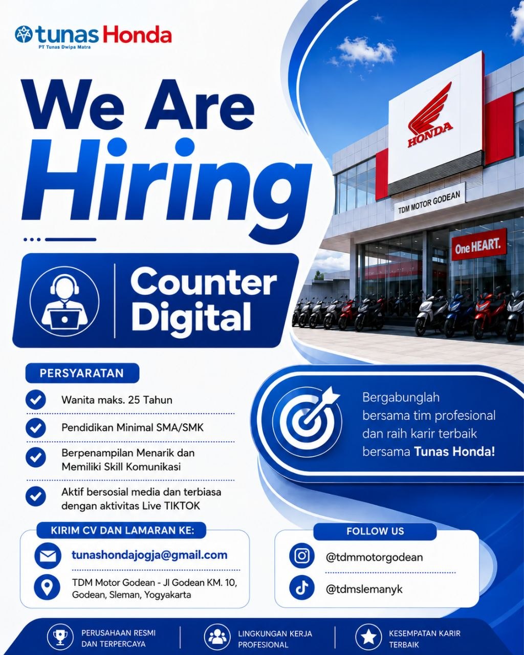 Poster lowongan Tunas Honda
