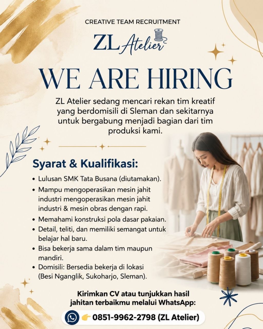 Poster lowongan ZL Atelier