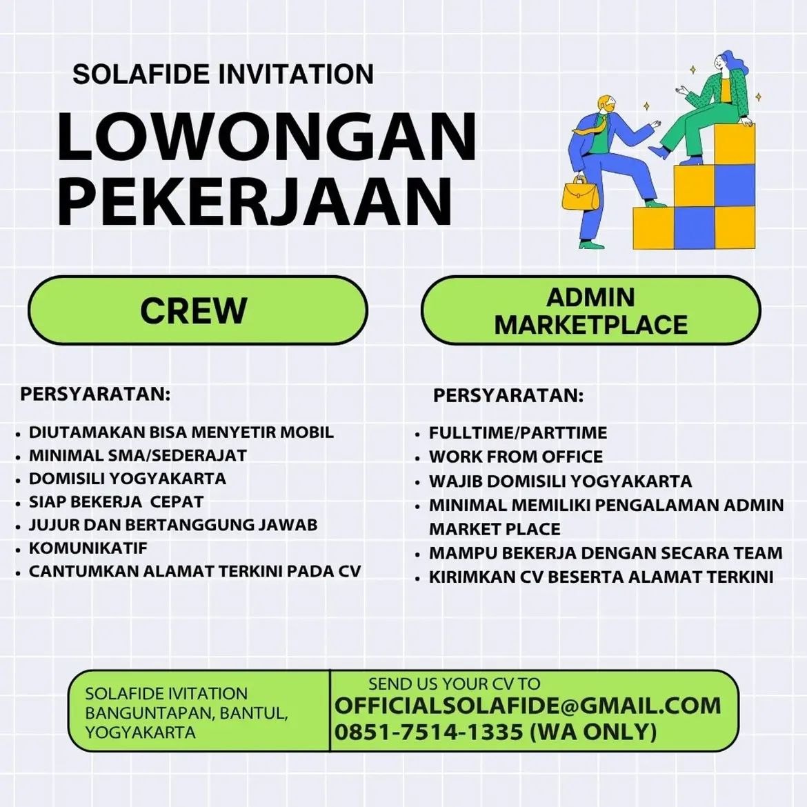 Poster lowongan SOLAFIDE INVITATION