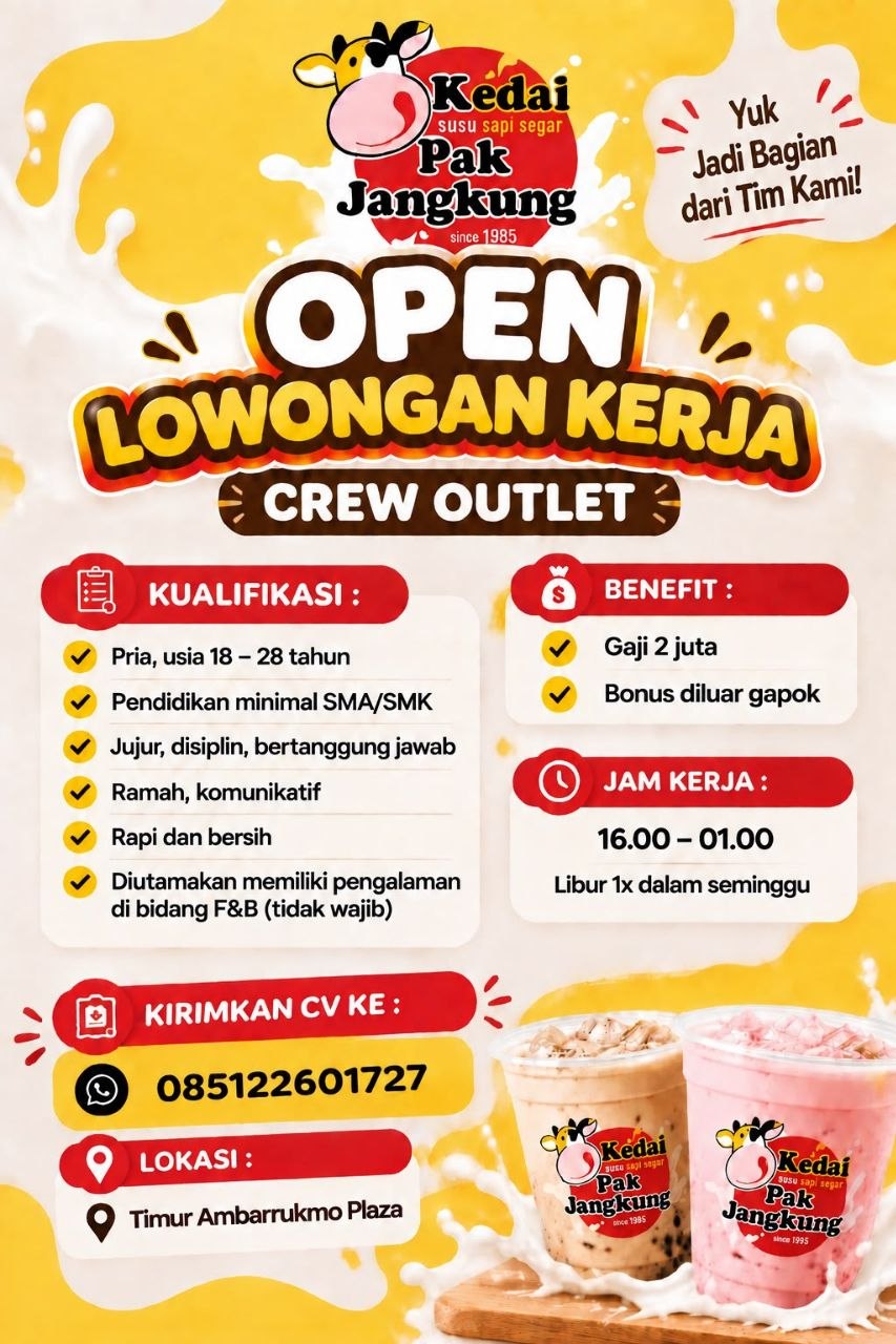 Poster lowongan Kedai Pak Jangkung