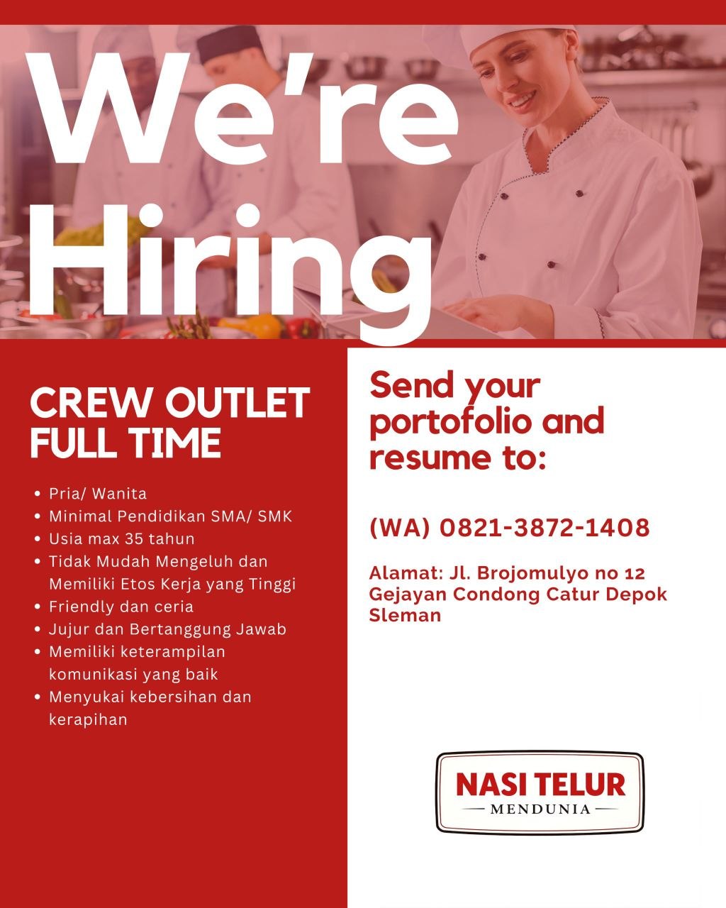 Poster lowongan Nasi Telur Mendunia